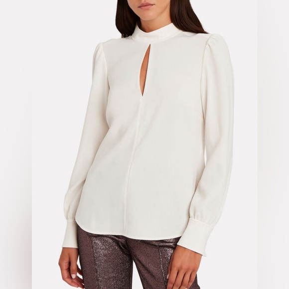 NWT A.L.C. Marina Keyhole Crepe Blouse - Picture 3 of 11